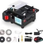 Cordless Mini Dining Table Viewed, 4 Cutters Prepare Double Electrical Power Choice Li-ion Battery/Power Cable Reduce Fullness 15 mm 0-90 ° Readjust Tiny Interest Saws for Do It Yourself Design Hardwood Reducing
