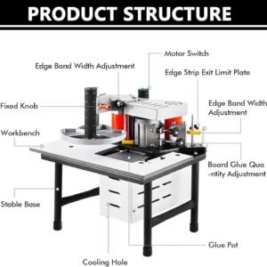 Woodworking Side Lace Device, Right Slant Contour Straight Pipes Side Bander, Portable PVC Abdominal Side Bander, Double-Sided Gluing, Adjustable Velocity 5-10m/ minutes - Image 4