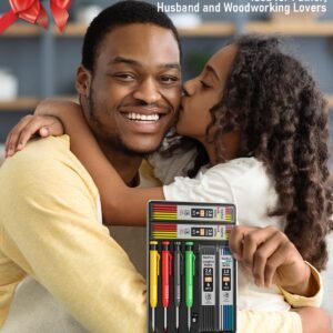 Nicpro 4 Load Builder Pencil along with Sharpener, Technical Builder Pencils along with 52 Refills, Building And Construction Pencil Strong Carpentry Pencils for Engineer (Reddish, African-american, Yellowish, Blue) - Image 7