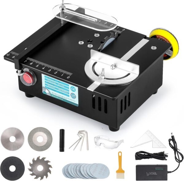 Mini Desk Saw-96W Twin Electric Motor 12MM Slice Deepness, 0-90 Mini Desk Saw-96W Twin Electric Motor 12MM Slice Deepness, 0-90 ° Slant Change 4 Cutters Prepare & Treaty for Hardwood Crafts, PCB, Polymer Do-it-yourself Pastime Saws