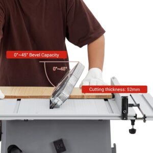 Dining table Saw, 10 In 15A Multifunctional Observed Along With Stand Up & Drive Stick, 90 ° Cross Slice & 0-45 ° Bevel Slice, 5000RPM, Adjustable Cutter Elevation for Carpentry, Grey 11 Dining table Saw, 10 In 15A Multifunctional Observed Along With Stand Up & Drive Stick, 90 ° Cross Slice & 0-45 ° Bevel Slice, 5000RPM, Adjustable Cutter Elevation for Carpentry, Grey - Image 5