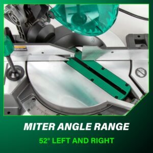 Metabo HPT 10-Inch Solitary Bevel Material Miter Saw, 15-Amp Energy Viewed along with Xact Slice Darkness Product Line, Preciseness Miter Angles, Solitary Bevel 0-45 °, 40T TCT Miter Viewed Cutter, Lightweight Concept, C10FCG2 - Image 8