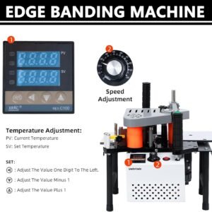 Woodworking Side Lace Device, Right Slant Contour Straight Pipes Side Bander, Portable PVC Abdominal Side Bander, Double-Sided Gluing, Adjustable Velocity 5-10m/ minutes - Image 3