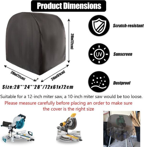 Miter Observed Cover, Personnel Dirt Waterproof Components Add-on Oxford Fabric for Heavy Bandsaw Benchtop, Suitable For Many Miter Saws, Planers, Equipment Equipment outside, Stop Dining table Bonnet Corrosion,28 Lx24Wx28H In (Dark) 3 71Z7CayD74L. AC SL1500