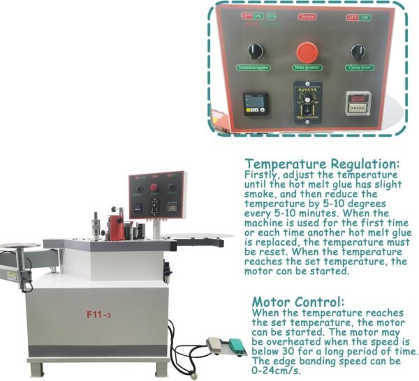 220V 3.8 KW Specialist Carpentry Upper Hand Bander Automatic Rocker/Foldable Upper Arm Curved Upper Hand Lace Maker along with Digital Temperature Command|0-24cm/ s Flexible Velocity for PVC/Plastic/Melamine 2 71ZB+5Zk+8L. AC SL1500