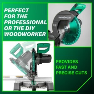Metabo HPT 10-Inch Solitary Bevel Material Miter Saw, 15-Amp Energy Viewed along with Xact Slice Darkness Product Line, Preciseness Miter Angles, Solitary Bevel 0-45 °, 40T TCT Miter Viewed Cutter, Lightweight Concept, C10FCG2 - Image 3