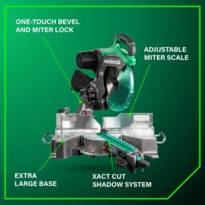 Metabo HPT 12-Inch Twin Bevel Gliding Miter Saw, 4000 Revoltions Per Minute No-Load Rate, forty five ° Left Behind and also Straight Bevel Selection, Preciseness Miter Angles, 9 Detent Ceases, Xact Slice Darkness Pipe, C12RSH3 - Image 4