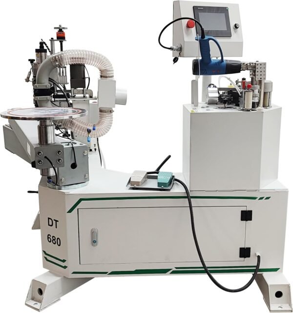 Woodworking Side Bander, Expert Swing Upper Arm Curved Side Lace & Edging Maker, 220V 5.1 KW along with 7" Flair Display Screen, 1.2 L Glue Flowerpot, for PVC Plastic Panels in Cabinetry, Door & Carpentry