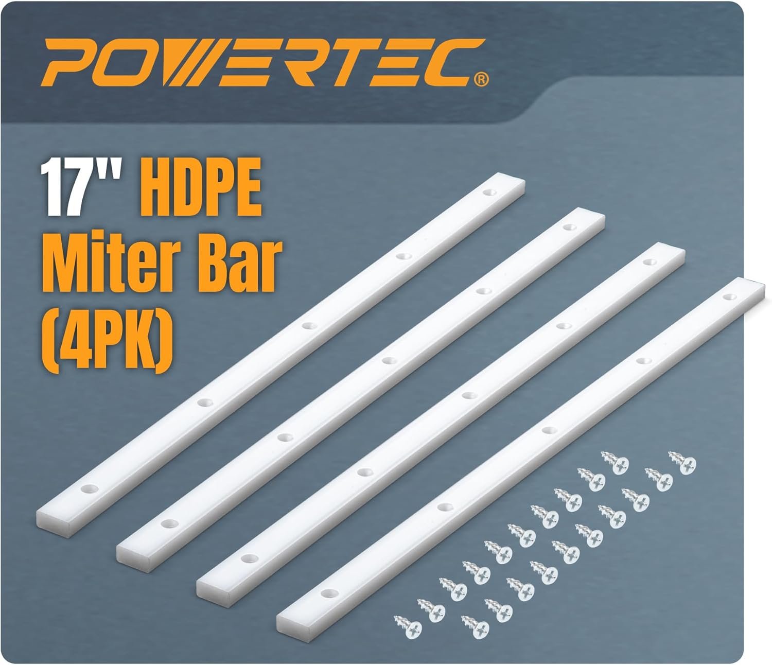 POWERTEC Crosscut Dogsled Miter Pub for Dining Table Found Dogsled, 3/4" x 3/8" x 17" along with Predrilled Holes & Screws for Hub Dining Table, Bandsaw, Taper Jig, Dining Table Saw Equipment for Wood Working, 4PK (71793)