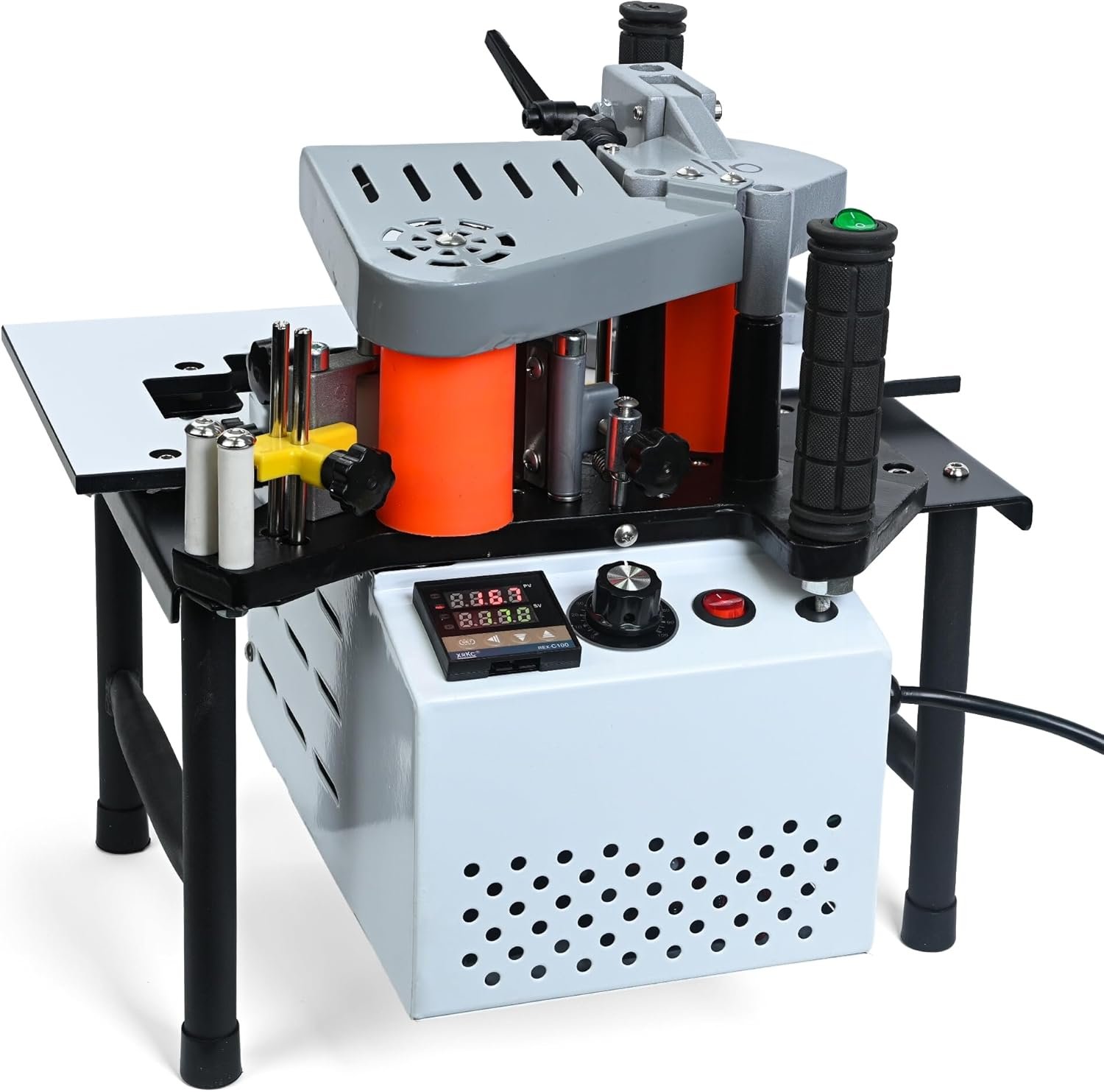 Woodworking Upper Hand Lace Equipment, Right Slant Contour Straight Collection Side Bander, Portable PVC Abdominal Upper Hand Bander, Double-sided Gluing, Modifiable Rate 5-10m/ minutes 110V