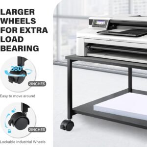EMERIT 2-Tier Under Workdesk Laser printer Stand up w/Storage - 19.5 x19.5 x12.8" Sturdy Rolling Pushcart, Mobile Laser Printer Desk along with Lockable Tires for Office Association - Industrial Design - Image 4