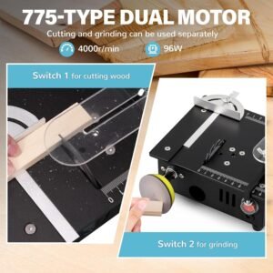 Mini Desk Saw-96W Twin Electric Motor 12MM Slice Deepness, 0-90 ° Slant Change 4 Cutters Prepare & Treaty for Hardwood Crafts, PCB, Polymer Do-it-yourself Pastime Saws 9 Mini Desk Saw-96W Twin Electric Motor 12MM Slice Deepness, 0-90 ° Slant Change 4 Cutters Prepare & Treaty for Hardwood Crafts, PCB, Polymer Do-it-yourself Pastime Saws - Image 3