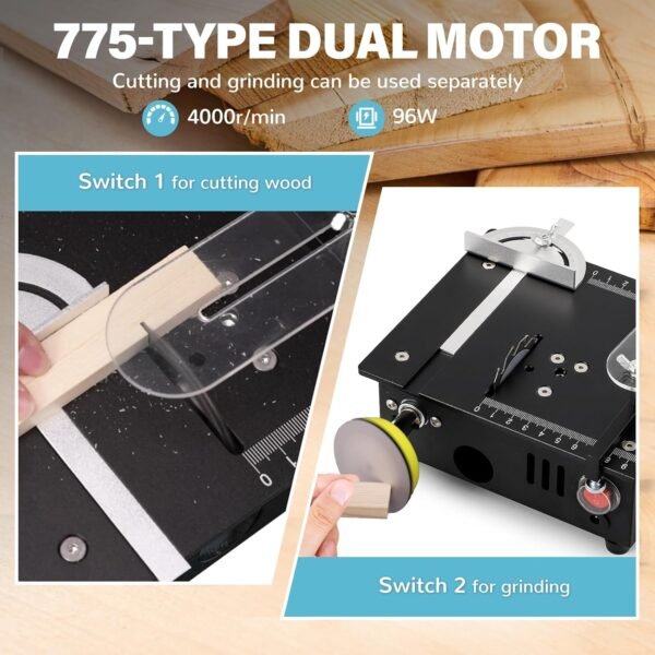 Mini Desk Saw-96W Twin Electric Motor 12MM Slice Deepness, 0-90 ° Slant Change 4 Cutters Prepare & Treaty for Hardwood Crafts, PCB, Polymer Do-it-yourself Pastime Saws 2 71n4knnao L. AC SL1500