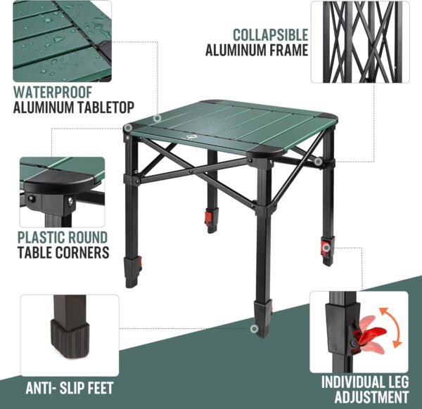 VILLEY Foldable Backpacking Square Dining Table along with Carry Bag, Lightweight Light Weight Aluminum Adjustable Square Dining Table for Outdoor, Backpacking, Outing, Backyards, BARBEQUE (S) 3 71nQ9xHHo2L. AC SL1500