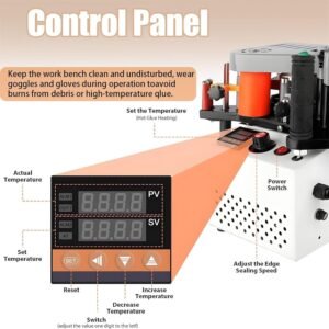 1200W Mobile Side Lace Maker, Contour Straight Wood Working Side Bander along with Velocity Management 2-6m/ minutes, Dual Sided Glue Woodworking PVC Side Lace Maker - Image 4