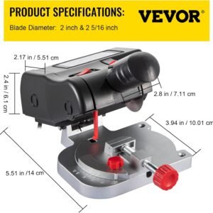 VEVOR Mini Miter Cut-off Chop Saw, 110V Pair Of 2-5/16" Cutter of Steel and also Material along with 1/2inch Trimming Intensity, 0-45 ° Benchtop Miter Observed for Copper, Light Weight Aluminum, Lumber, Zinc in Pastime Produced - Image 7