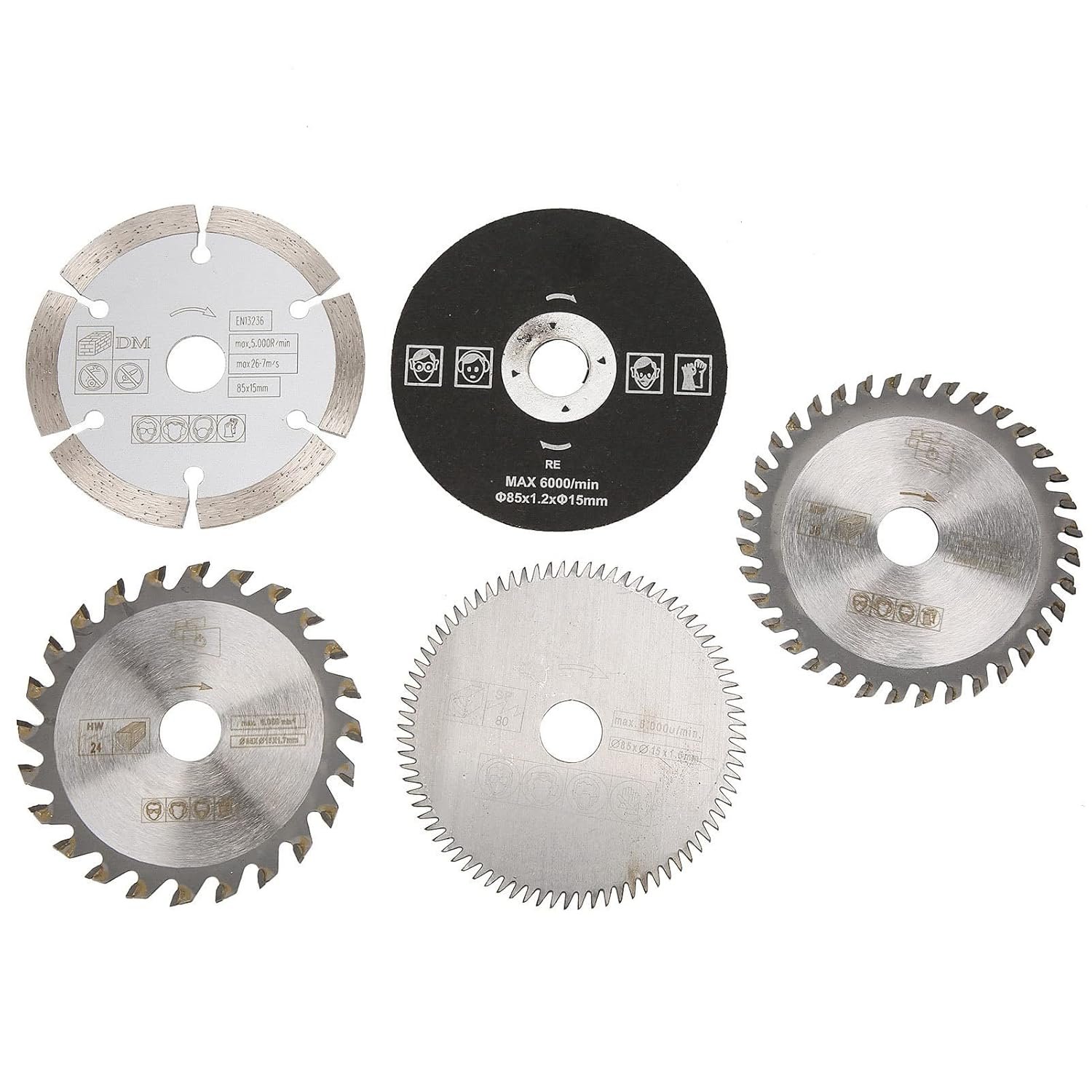 Mini Rounded Viewed Cutter Establish, 5Pcs Carbide 85mm Inner Dimension 15mm Blades Substitute for Cutter Machine Hand Saw Dining Table Viewed