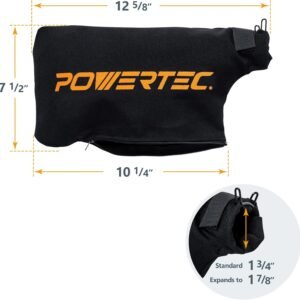 POWERTEC Miter Observed Dirt Debt Collector Bag for 7-1/4", 8-1/2", 10" Miter Saw.Fits Suggested 1-3/4" Dirt Slots, Hook & Loophole Dirt Bag w/Zipper, Wired Flexible Mean Container District Sander & Diagonal Saw( 75076) - Image 3