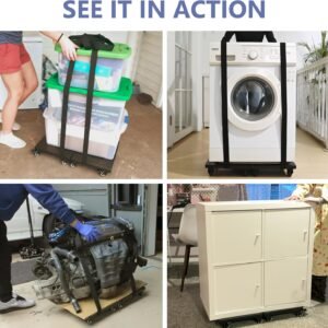 KEDSUM Heavy Duty Furniture Dolly 2000lbs Capacity，4 Wheel Furniture Movers with Brakes，Splicing Size 16" x 25" Strong Steel Platform for Sofa, Safe, Appliances Moving - Image 9