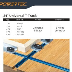 POWERTEC 71371 24 In Double-Cut Profile Page Universal T-Track along with Predrilled Installation Holes, 4 PK, T Keep Track Of for Carpentry Jigs and also Fixtures, Practice Push Desk, Modem Desk, Work Bench - Image 9