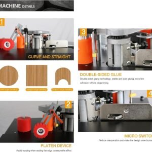 Mobile Upper Hand Bander Dual Sided Glue Woodworking PVC Upper Hand Lace Device, Velocity Management 2-6m/ minutes Arc Straight Advantage Bander Device, Size 10-60mm, Density 0.3-3mm - Image 2