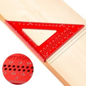 7 inch Carpenter Square, 1/16" Precision Hole Scribing Square Tools, 0-90° Aluminum Alloy Rafter Square, Woodworking Square Tools AM13D