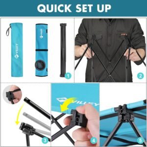 VILLEY Foldable Camping Outdoors Dining Table, Lightweight Portable Seaside Dining Table along with 2 Mug Owners & Carry Bag for Camping Outdoors, Seaside, Angling, Traveling, as well as Outdoor Tasks (Tiny) - Image 8