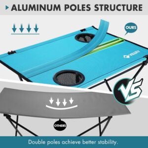 VILLEY Foldable Camping Outdoors Dining Table, Lightweight Portable Seaside Dining Table along with 2 Mug Owners & Carry Bag for Camping Outdoors, Seaside, Angling, Traveling, as well as Outdoor Tasks (Tiny) - Image 4