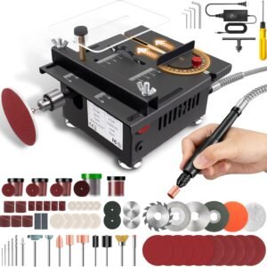 Mini Dining Table Viewed, Mini Multi-Functional Dining Table Viewed for Crafts, Velocity & Slant Adjustable, Reducing|Fining sand|Inscribing|Boring All-in-One Maker, for Wood/PCB/Acrylic/ Plastic (Liftable & Dark Gray)