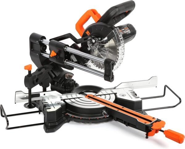 WEN MM0713 9.5-Amp 7.25-Inch Solitary Bevel Treaty Sliding Substance Miter Observed along with LED Cutline Quick Guide, Afro-american