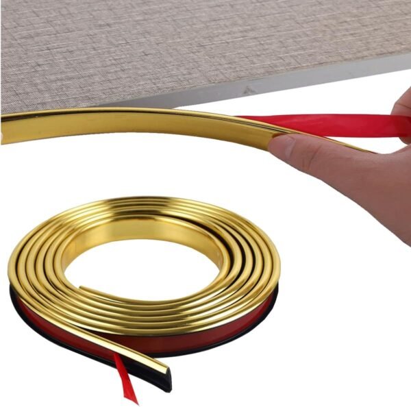 Personal Adhesive Household Furniture Trimming Strip, U-Shape Flexible Side Lace, Trimming Strip for Closet, Plyboard, Dining Table, Outfit, Hardwood Panel Side Guard (2m * 20mm, Gold)