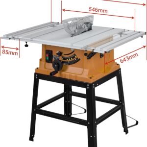 Dining Table Saw, MERXENG 10 In 15A Multifunctional Viewed Along With Stand Up & Drive Stick, 90 ° Cross Slice & 0-45 ° Bevel Slice, 5000RPM, Adjustable Cutter Elevation for Wood Working, Orange - Image 2