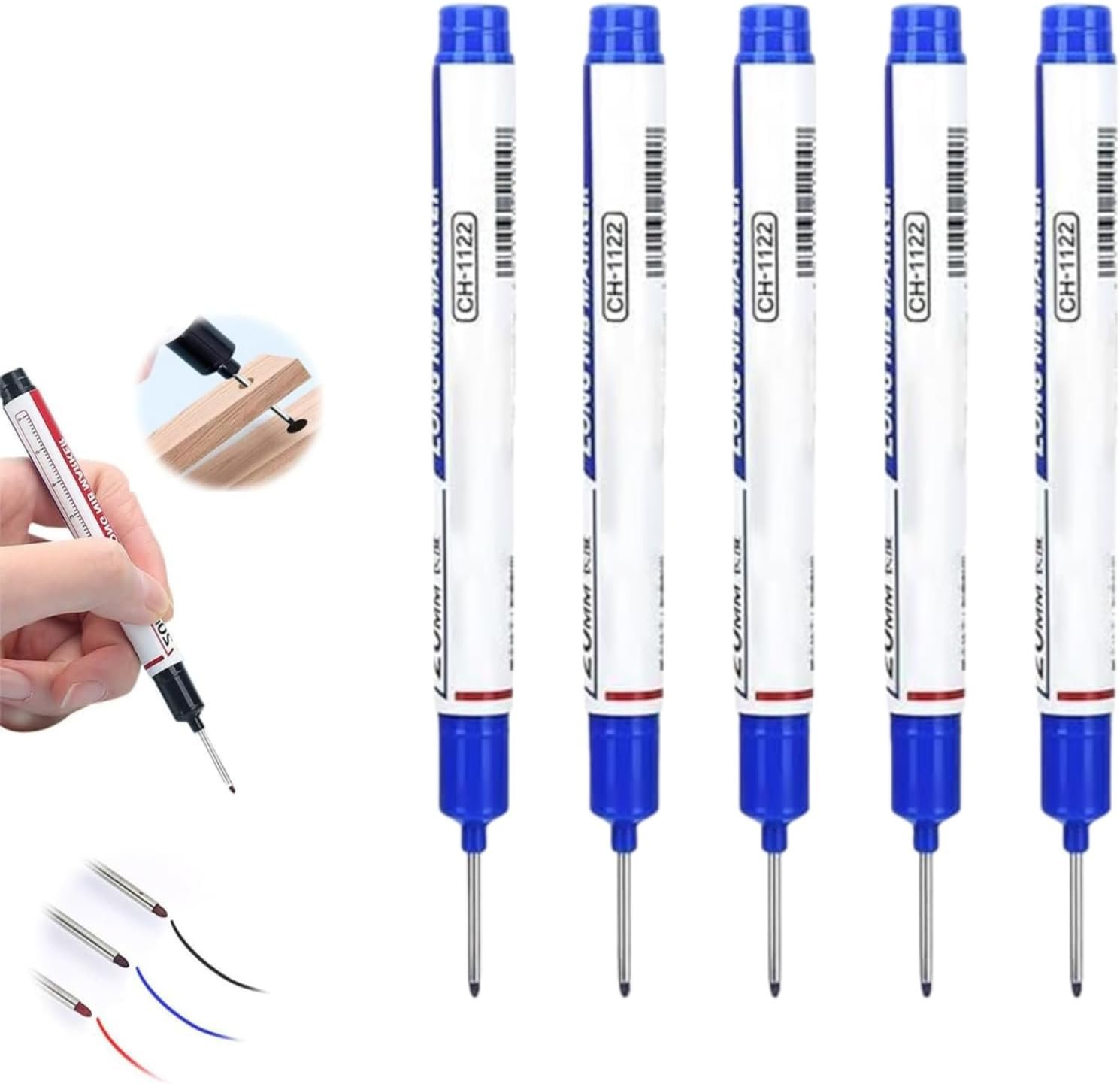 Lengthy Scalp Deep Opening Pen Pens, Improved 20mm Serious Quick-dry Waterproof Long Nostrils Pen, Deep Range Markers Multi-Purpose Deep Opening Pen Pens for Development Carpenters Builders (Blue)