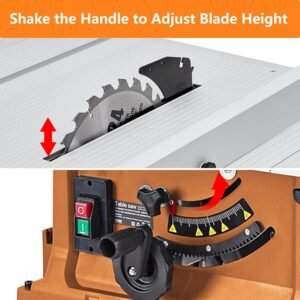 Dining table Saw, 10 In 15A Multifunctional Viewed Along With Stand Up & Drive Stick, 90 ° Cross Slice & 0-45 ° Bevel Slice, 5000RPM, Adjustable Cutter Elevation for Carpentry, Orange - Image 4