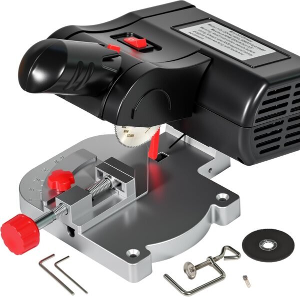 Mini Miter Saw Electric Electrical Power Dining Table Viewed Benchtop Cutoff Chop Viewed, Do It Yourself Reducing Devices for Crafts Miniatures Steel Hardwood Cutter Machine, Slices 1/2"Maximum Tall Maximum forty five Level