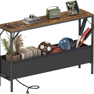 Console Dining Table, Narrow Couch Dining Table, 47.2″ Responsible For Chair Dining Table along with Power Plant, Doorway Dining Table, for Residing Space, Corridor, Entrance, Hall, Antique Brown