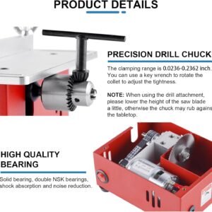 MXBAOHENG Mini Accuracy Dining Table Viewed for Crafts & Version Structure - 96W 7-Speed Pastime Viewed along with 1/2" Modifiable Slice Deepness, Enthusiast Dining Table Viewed for Wood/Plastic/PCB Reducing, Features Chuck & Sanding Disk - Image 6