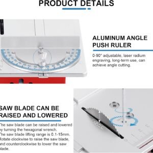 MXBAOHENG Mini Accuracy Dining Table Viewed for Crafts & Version Structure - 96W 7-Speed Pastime Viewed along with 1/2" Modifiable Slice Deepness, Enthusiast Dining Table Viewed for Wood/Plastic/PCB Reducing, Features Chuck & Sanding Disk - Image 4