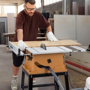 Dining Table Saw, MERXENG 10 In 15A Multifunctional Viewed Along With Stand Up & Drive Stick, 90 ° Cross Slice & 0-45 ° Bevel Slice, 5000RPM, Adjustable Cutter Elevation for Wood Working, Orange - Image 7