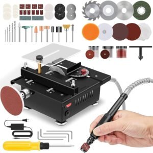 Improved 400W Mini Desk Viewed, Pc Electric Viewed for Crafts, Rate & Slant Adjustable, Cutting/Sanding/Engraving/ Boring All-in-One for Do-it-yourself Wood/PCB/Acrylic/ Plastic (0-30mm Liftable, Dark)