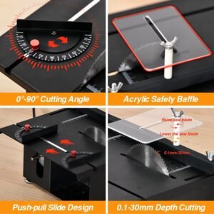 Improved 400W Mini Desk Viewed, Pc Electric Viewed for Crafts, Rate & Slant Adjustable, Cutting/Sanding/Engraving/ Boring All-in-One for Do-it-yourself Wood/PCB/Acrylic/ Plastic (0-30mm Liftable, Dark) - Image 5