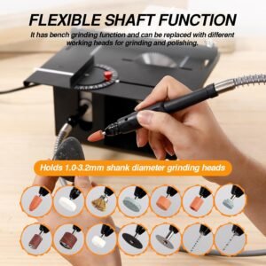 Improved 400W Mini Desk Viewed, Pc Electric Viewed for Crafts, Rate & Slant Adjustable, Cutting/Sanding/Engraving/ Boring All-in-One for Do-it-yourself Wood/PCB/Acrylic/ Plastic (0-30mm Liftable, Dark) - Image 3