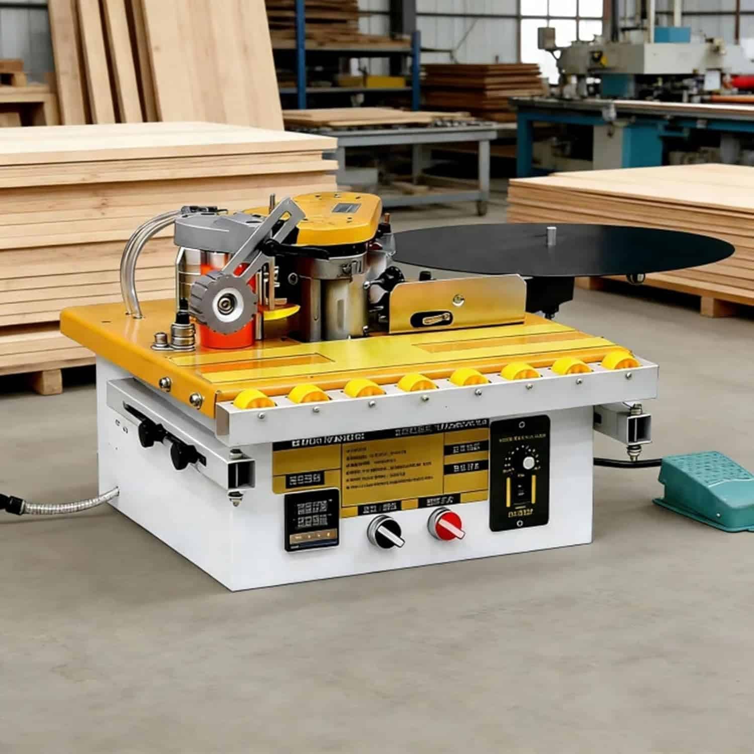 Transportable Pvc Abdominal Muscles Upper Hand Bander, Carpentry Upper Hand Lace Maker, Right Slant Contour Straight Line, Double-Sided Gluing, Velocity Intelligent Temperature Level Command Automatic Reducing For Large Panels A