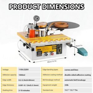 Transportable Pvc Abdominal Muscles Upper Hand Bander, Carpentry Upper Hand Lace Maker, Right Slant Contour Straight Line, Double-Sided Gluing, Velocity Intelligent Temperature Level Command Automatic Reducing For Large Panels A - Image 4