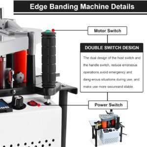 Side Bander, 2-6m/ minutes Portable Wood working Side Lace Equipment Hardwood PVC Dual Edge Gluing Side Bander 45mm Distance for Straight & Arc Edges Afro-american - Image 5