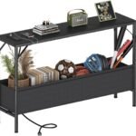 Console Tables along with Asking For Terminal as well as Storage Space Container, 47.2″Entrance Dining Table Narrow along with Energy Outlets USB Slots, Chair Dining Table Responsible For Couch, Corridor Dining Table for Hall, Residing Space, Afro-american