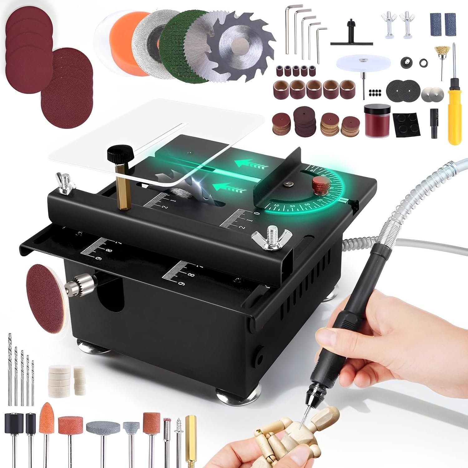 Mini Desk Observed,100 W Mini Desktop Computer Electric Observed Cutter Machine Velocity & Slant Adjustable 16MM Reducing Deepness, 7 Velocity Adjustable Electrical power Source, dining table sawelectrical, little desk observed for arts