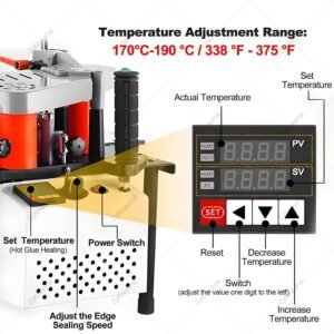 PVC Advantage Lace Maker along with Temperature Level Show Monitor, Contour Straight Advantage Bander, for Custom-Shaped Home Furniture Elements Like Cabinetry Doors and also Shelves African-american - Image 4