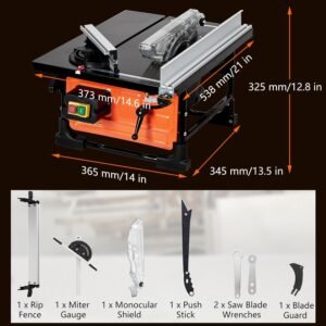 Dining Table Found for Jobsite 8-inch, 6.7-Amp Copper Electric Motor, Reducing Accelerate to 3576RPM, 24T Cutter, Treaty Portable Dining Table Found Set, along with Moving Miter Scale Do It Yourself Wood Working as well as Home Furniture Producing, Orange - Image 5