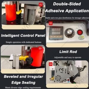 1100w Mobile Side Lace Equipment for Wood Working, Arc Straight Side Bander, Dual Sided Gluing, Adjustable Velocity 6m/Min, Distance 40mm, for Timber Plastic PVC Abdominals - Image 7